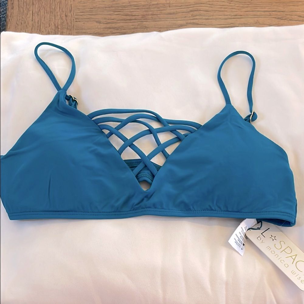 L SPACE BY MONICA WISE Blue Strappy Bralette
